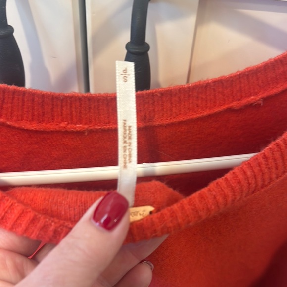 Free People Bold Red Crew Neck Sweater - Picture 4 of 5